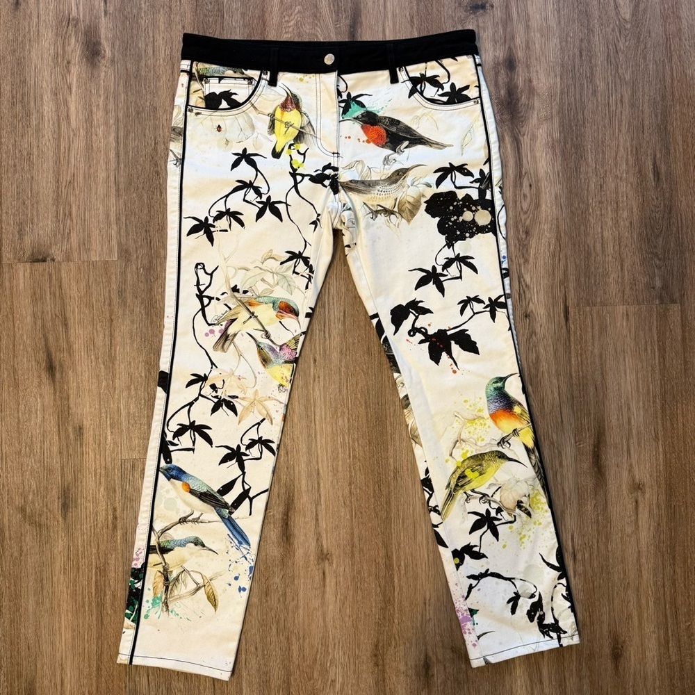 Vintage Roberto Cavalli Bird Print Denim Jeans Pants Size Italy Size 48 Designer